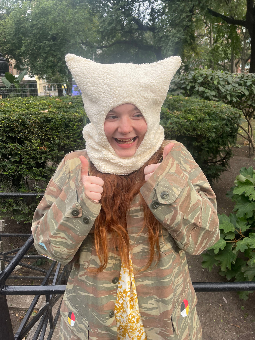 Fuzzy White Mouse Hat