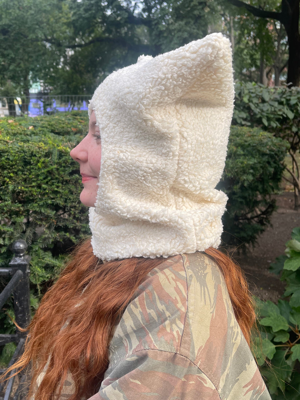 Fuzzy White Mouse Hat