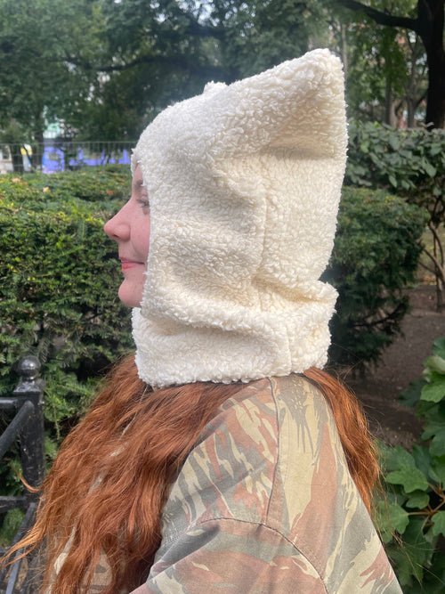 Fuzzy White Mouse Hat