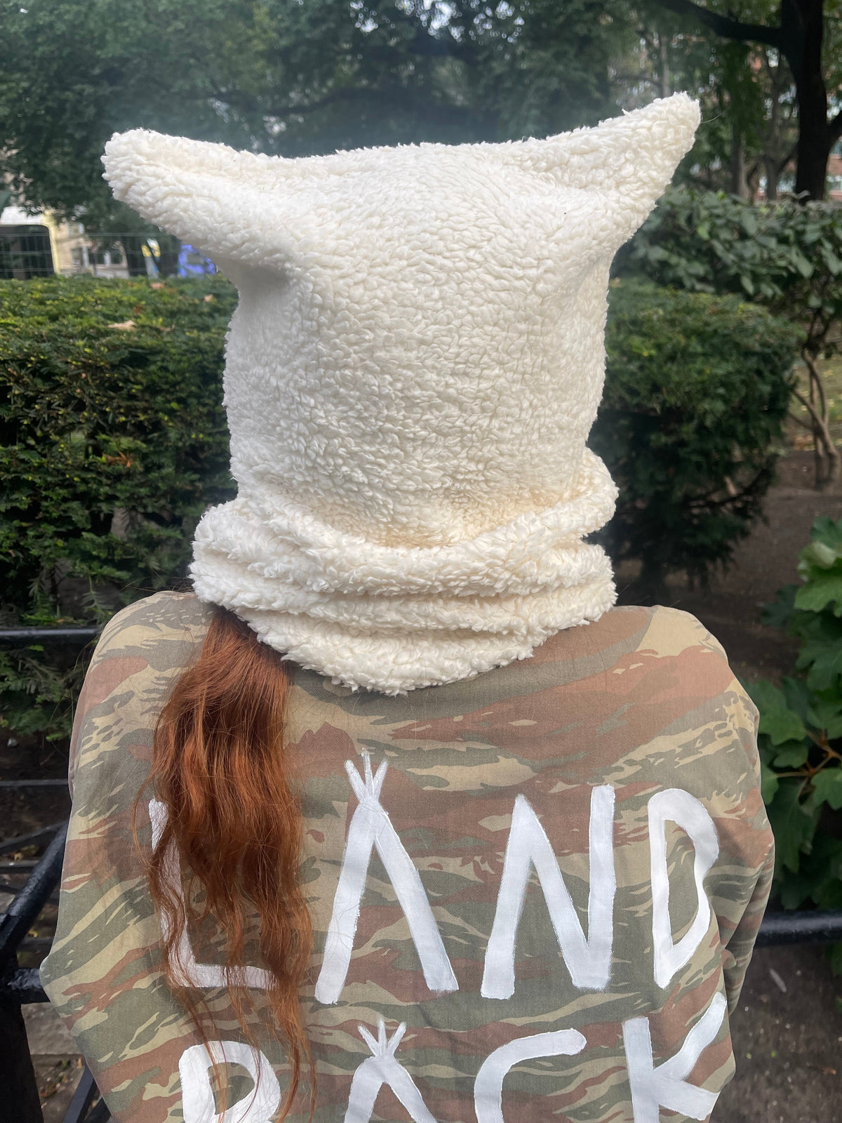 Fuzzy White Mouse Hat