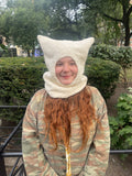 Fuzzy White Mouse Hat