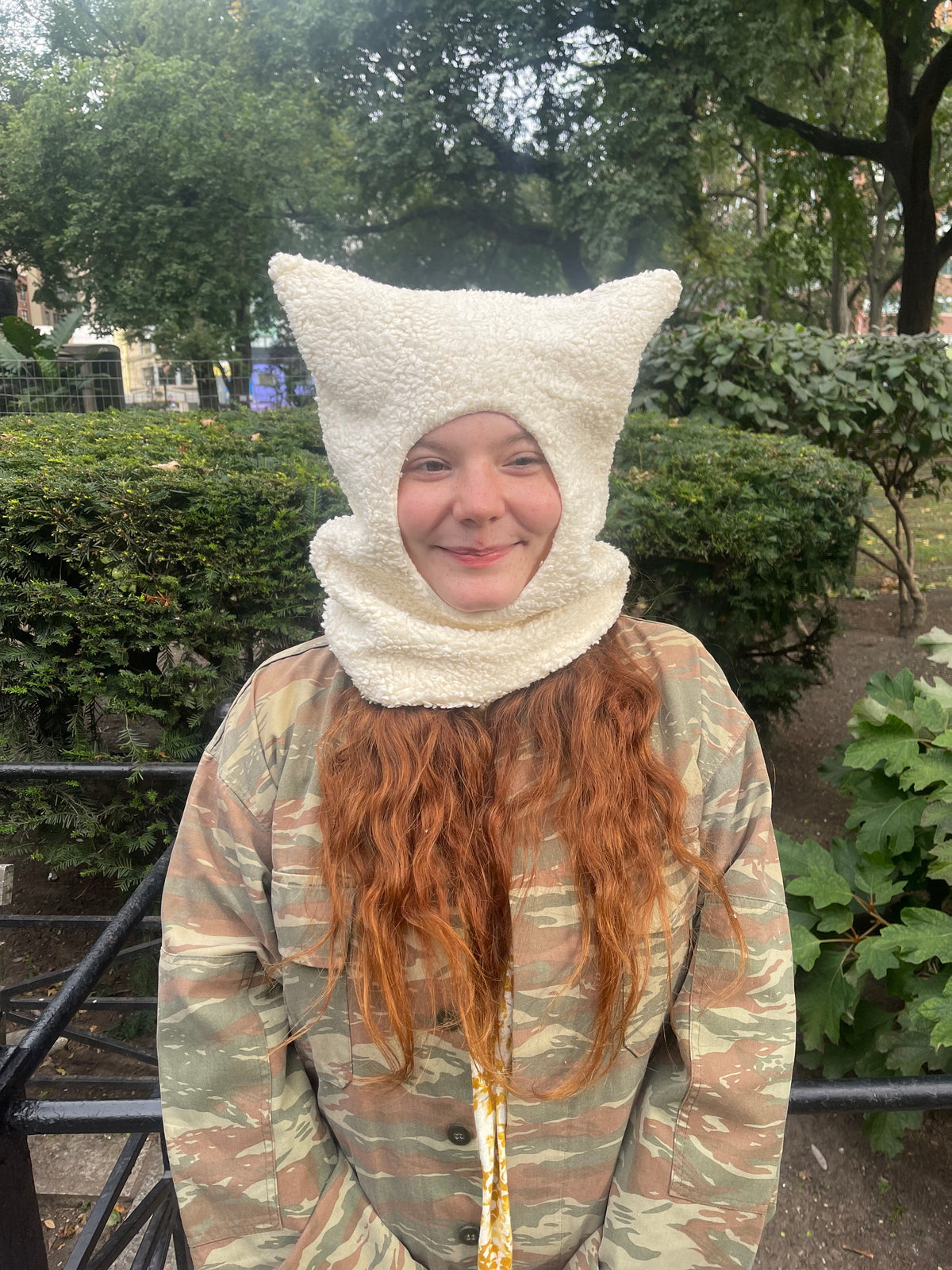 Fuzzy White Mouse Hat