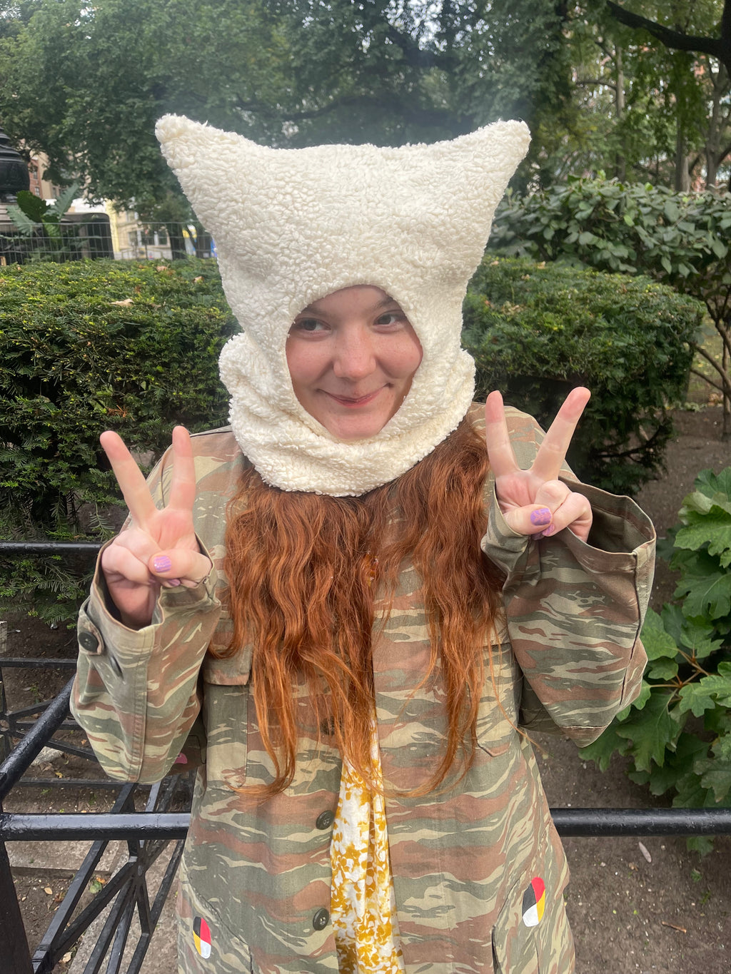Fuzzy White Mouse Hat